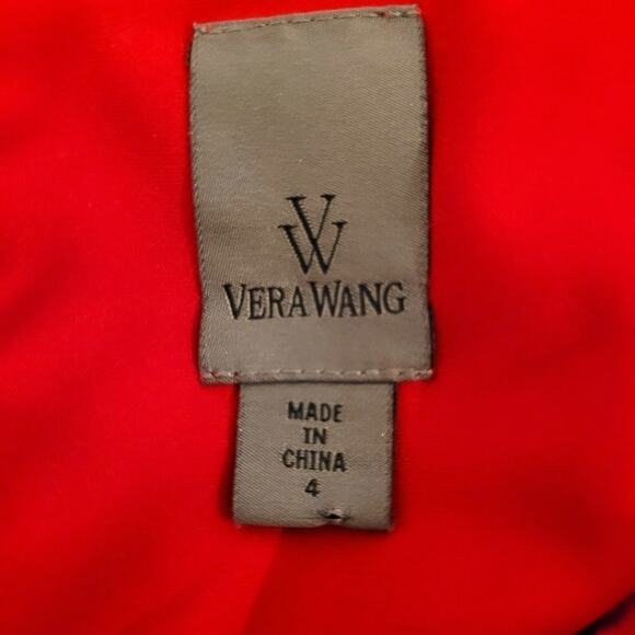 Vera Wang Red Chiffon Sweetheart Neckline Fit & Flare Ruched Cocktail Dress, S - Picture 7 of 9